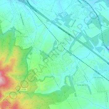 Carte topographique Carchitti, altitude, relief