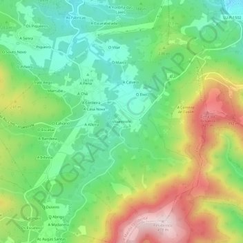Carte topographique Vilaestrofe, altitude, relief
