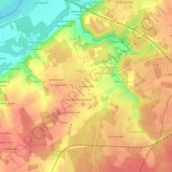 Carte topographique Les Neurayes, altitude, relief
