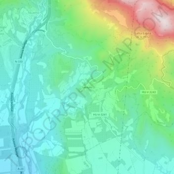 Carte topographique Sabayés, altitude, relief