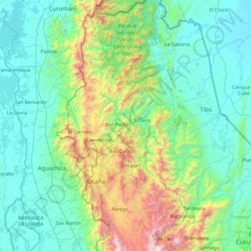 Carte topographique Teorama, altitude, relief