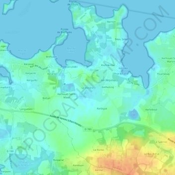 Carte topographique Le Vondre, altitude, relief