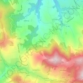 Carte topographique La Durantière, altitude, relief