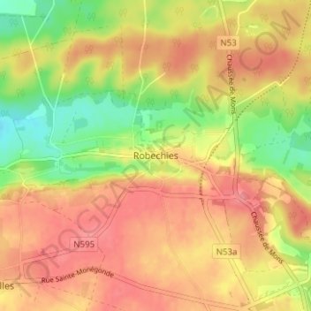 Carte topographique Robechies, altitude, relief
