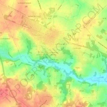 Carte topographique La Poste de Gesvres, altitude, relief