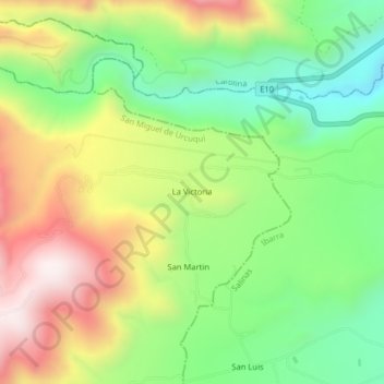 Carte topographique La Victoria, altitude, relief