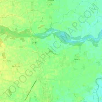 Carte topographique Bussi, altitude, relief