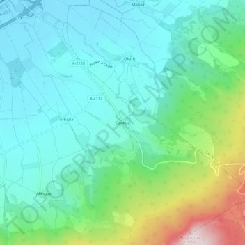 Carte topographique Opacua, altitude, relief