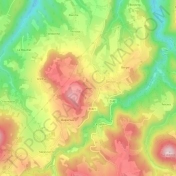 Carte topographique Gorse, altitude, relief