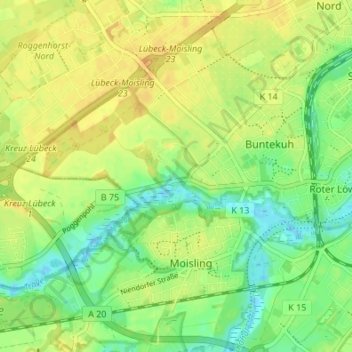 Carte topographique Hohenstiege, altitude, relief