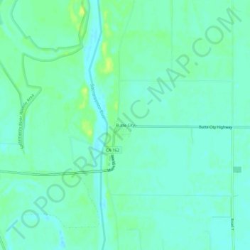 Carte topographique Butte City, altitude, relief