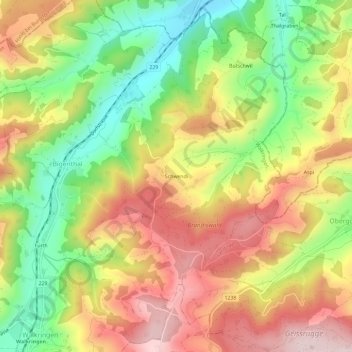 Carte topographique Schwendi, altitude, relief