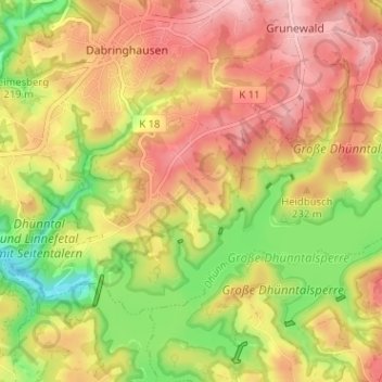 Carte topographique Forthausen, altitude, relief
