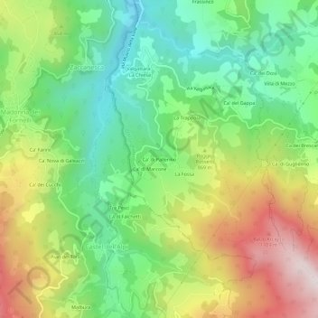 Carte topographique Ca' di Pallerino, altitude, relief