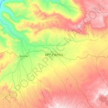 Carte topographique Ambo, altitude, relief