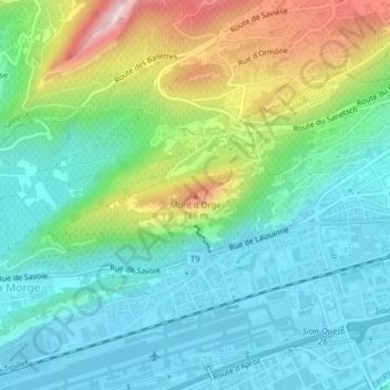 Carte topographique Mont d'Orge, altitude, relief