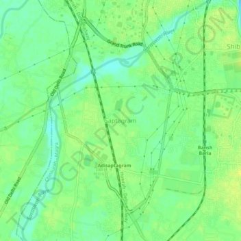 Carte topographique Saptagram, altitude, relief