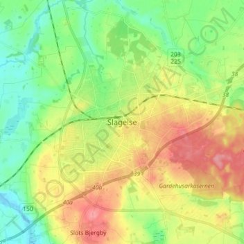 Carte topographique Slagelse, altitude, relief