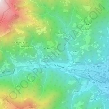 Carte topographique Peccioni, altitude, relief