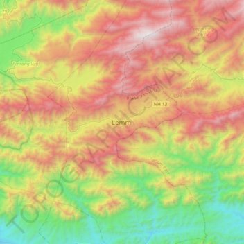 Carte topographique Lemmi, altitude, relief