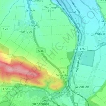 Carte topographique Burgfeld, altitude, relief