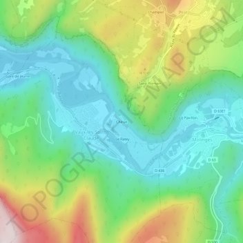 Carte topographique Chiriat, altitude, relief