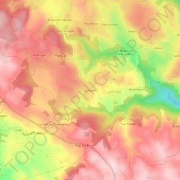 Carte topographique La Vizade, altitude, relief