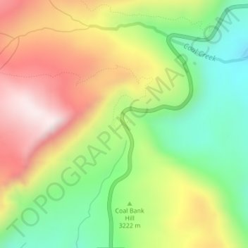 Carte topographique Coal Bank Pass, altitude, relief