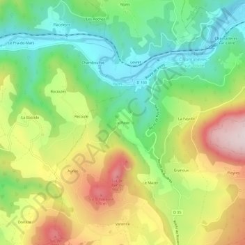 Carte topographique Le Pinet, altitude, relief