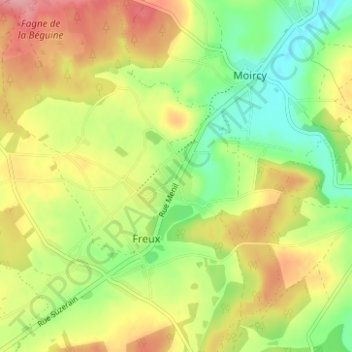 Carte topographique Freux-Ménil, altitude, relief