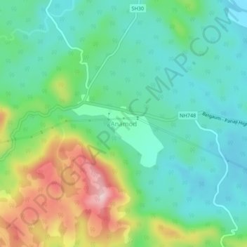 Carte topographique Anamod, altitude, relief