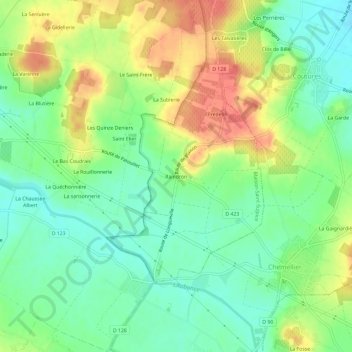 Carte topographique Raindron, altitude, relief