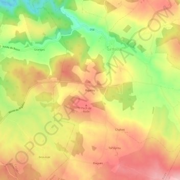 Carte topographique Rigalou, altitude, relief
