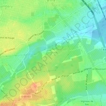 Carte topographique Couhins, altitude, relief