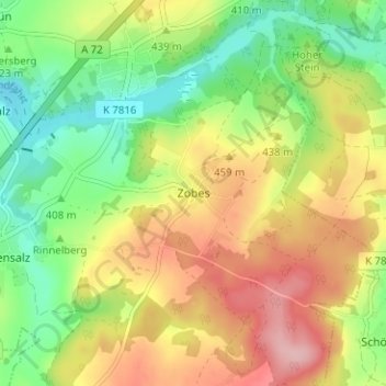 Carte topographique Zobes, altitude, relief
