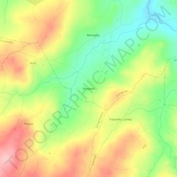 Carte topographique Vendada, altitude, relief