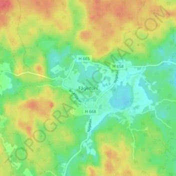 Carte topographique Fågelfors, altitude, relief
