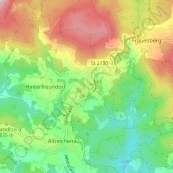 Carte topographique Branntweinhäuser, altitude, relief