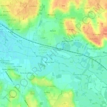 Carte topographique Moulin Gaillard, altitude, relief