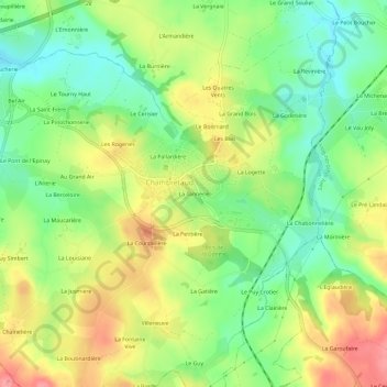 Carte topographique La Tannerie, altitude, relief