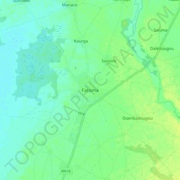 Carte topographique Fatoma, altitude, relief