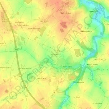 Carte topographique La Barre, altitude, relief