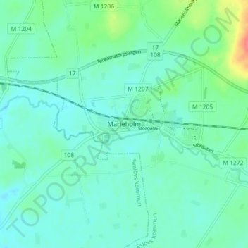 Carte topographique Marieholm, altitude, relief