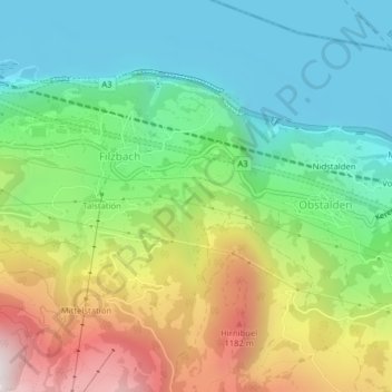 Carte topographique Kerenzerberg, altitude, relief