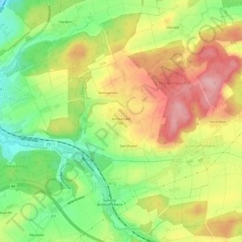 Carte topographique Ammerzwil BE, altitude, relief