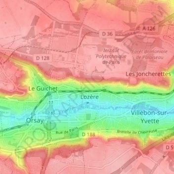 Carte topographique Les Taupiniaux, altitude, relief
