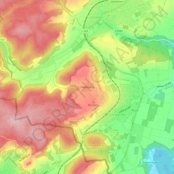 Carte topographique Dietenberg, altitude, relief