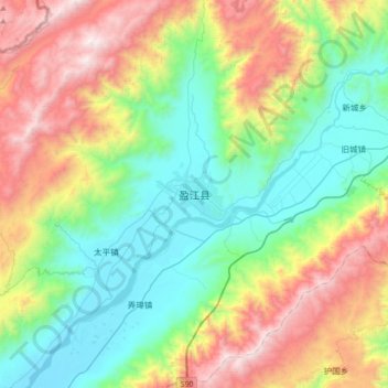 Carte topographique Yingjiang County, altitude, relief
