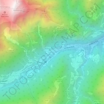 Carte topographique San Carlo, altitude, relief