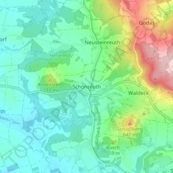 Carte topographique Schönreuth, altitude, relief